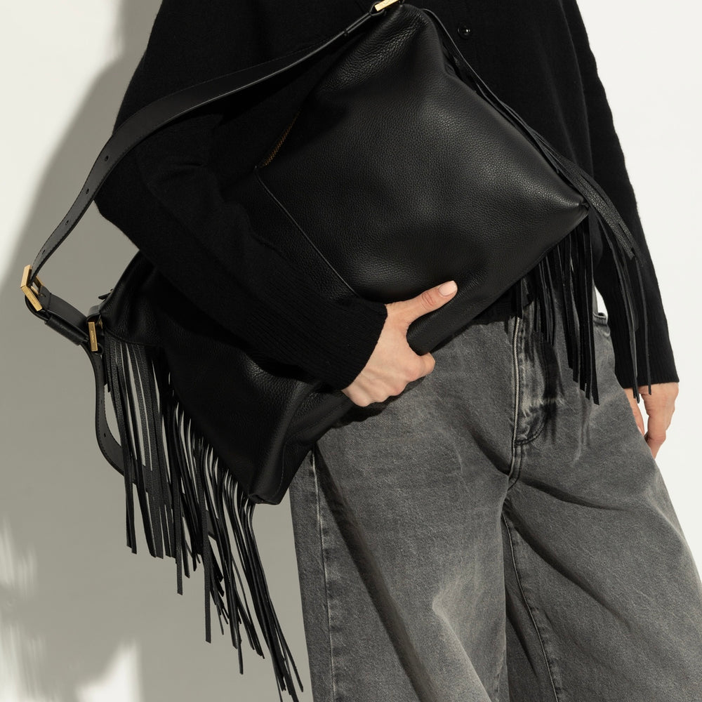 Allsaints-leather fringe bag