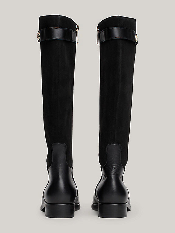 TOMMY HILFIGER-Leather Mixed Texture Knee-High Boots