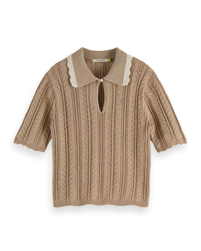 SCOTCH&SODA-POINTELLE COLLARED KNITTED POLO