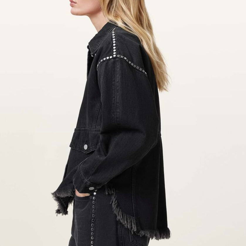 Allsaints-Hettie Studded Oversized Denim jacket