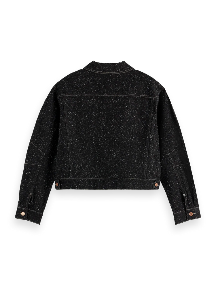 SCOTCH&SODA-BLACK DENIM TEXTURED OVERSIZED JACKET