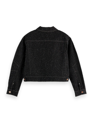 SCOTCH&SODA-BLACK DENIM TEXTURED OVERSIZED JACKET