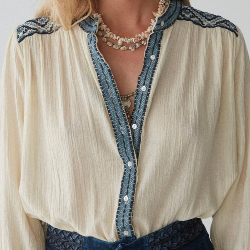 MAISON HOTEL-Beth Blouse - Wandering Sapphire