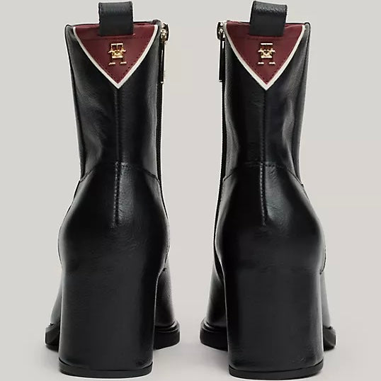 TOMMY HILFIGER-Monogram Leather Ankle Boot