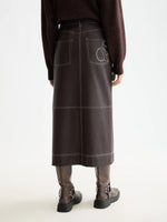 SCOTCH&SODA-VEGAN LEATHER MIDI SKIRT