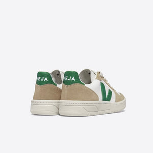 VEJA- V10 LEATHER WHITE EMERAUDE SAHARA