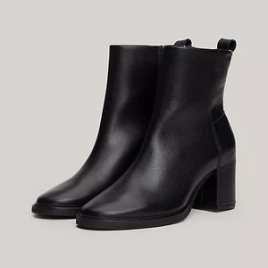 TOMMY HILFIGER-Monogram Leather Ankle Boot