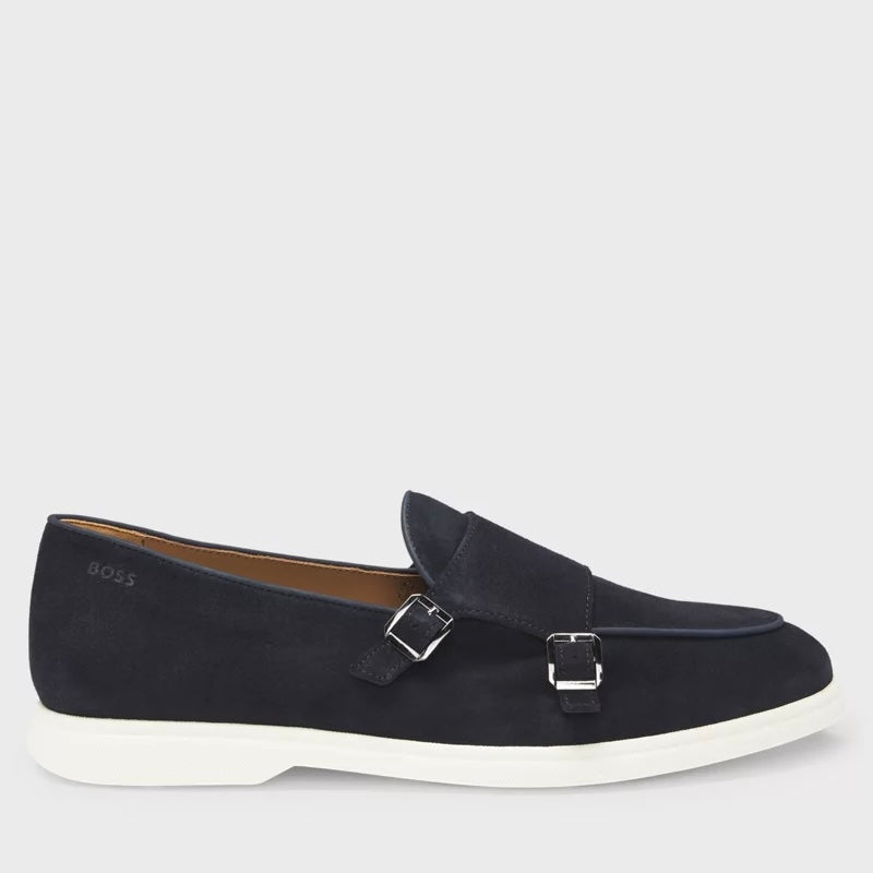 BOSS-SUEDE MONK SHOE WITH CONTRAST OUTSOLE