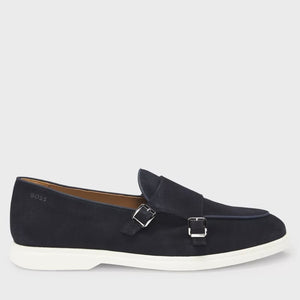 BOSS-SUEDE MONK SHOE WITH CONTRAST OUTSOLE