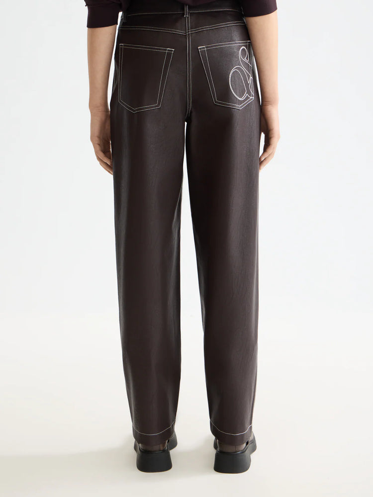 SCOTCH&SODA-AURORA VEGAN LEATHER HIGH RISE STRAIGHT LEG PANT