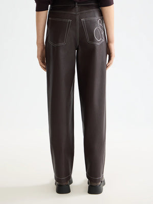 SCOTCH&SODA-AURORA VEGAN LEATHER HIGH RISE STRAIGHT LEG PANT