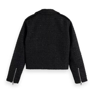 SCOTCH&SODA-Boucle Tweed Biker Jacket