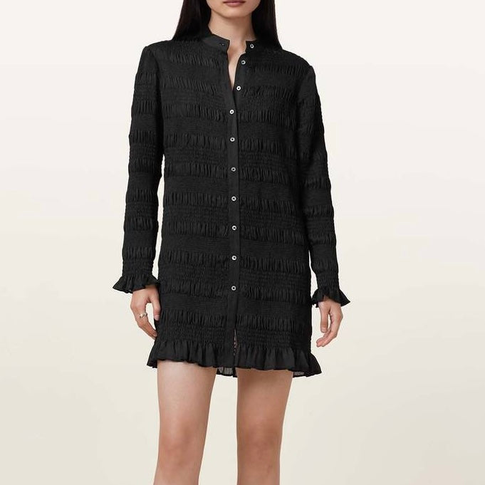 Allsaints-Meg Smocked Mini Dress