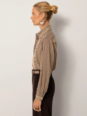 MAISON HOTEL-Bebo Blouse - Cohiba Tobbaco