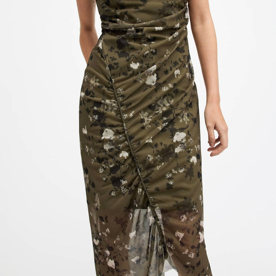 ALLSAINTS- Ulla Mesh Draped Kora Midi Dress