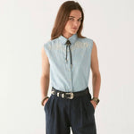 MAISON HOTEL-Dallas Blouse - Mustang Blue