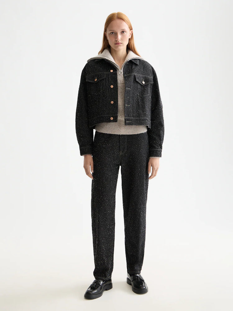 SCOTCH&SODA-BLACK DENIM TEXTURED OVERSIZED JACKET