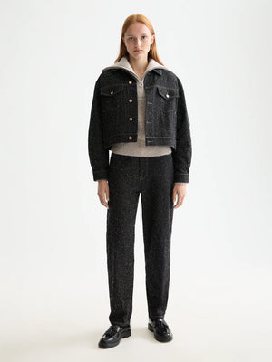 SCOTCH&SODA-BLACK DENIM TEXTURED OVERSIZED JACKET