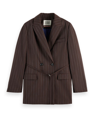 SCOTCH&SODA-DOUBLE BREASTED LUREX PINSTRIPE BLAZER
