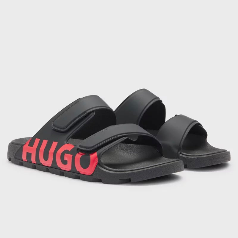HUGO-LOGO SANDALS WITH DOUBLE TOUCH-CLOSURE STRAPS
