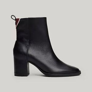 TOMMY HILFIGER-Monogram Leather Ankle Boot