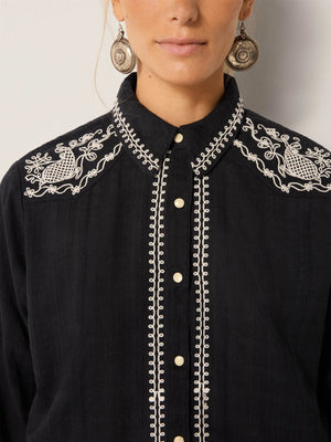 MAISON HOTEL-Charro Blouse - Tabasco Noir
