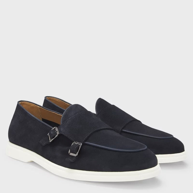 BOSS-SUEDE MONK SHOE WITH CONTRAST OUTSOLE
