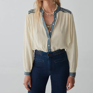 MAISON HOTEL-Beth Blouse - Wandering Sapphire