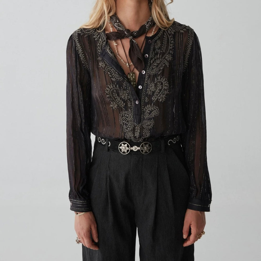 MAISON HOTEL-Kate Blouse - Dark Lurex