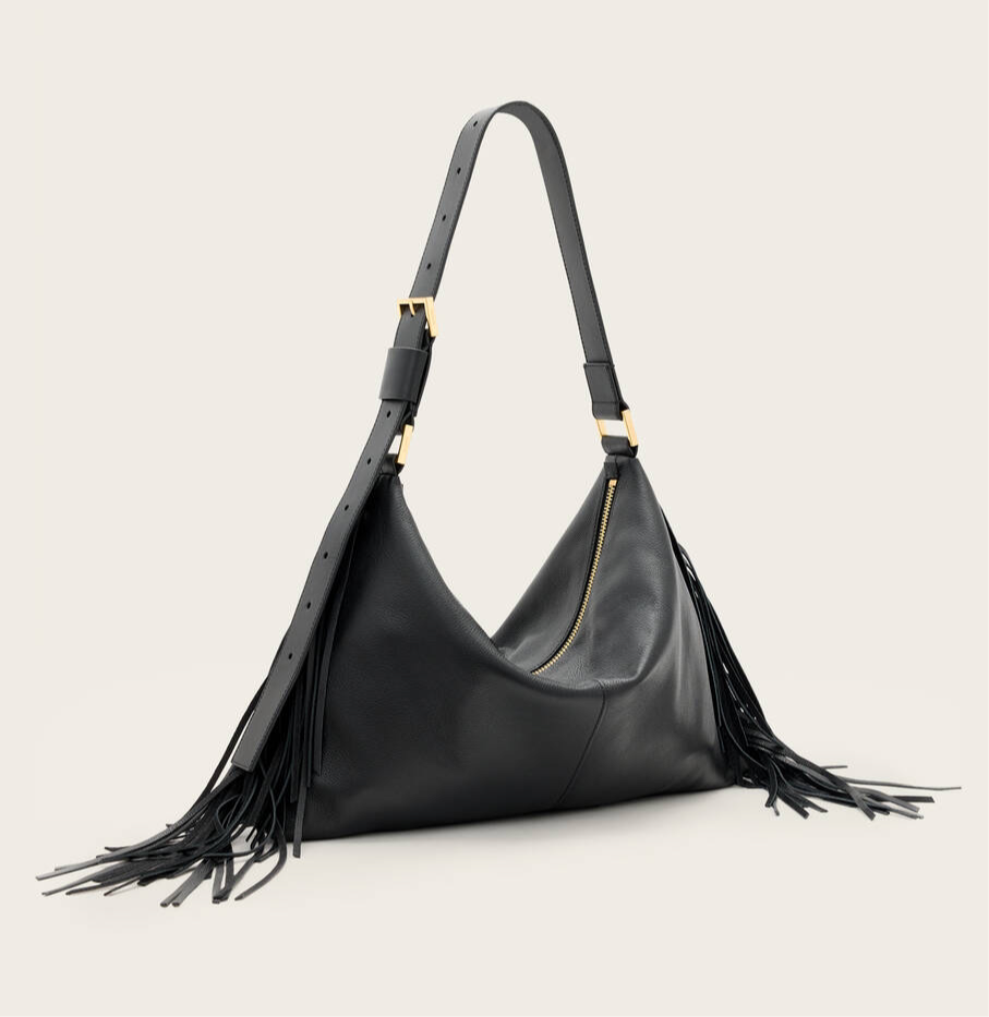 Allsaints-leather fringe bag