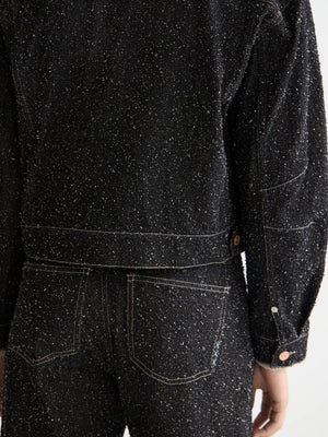 SCOTCH&SODA-BLACK DENIM TEXTURED OVERSIZED JACKET