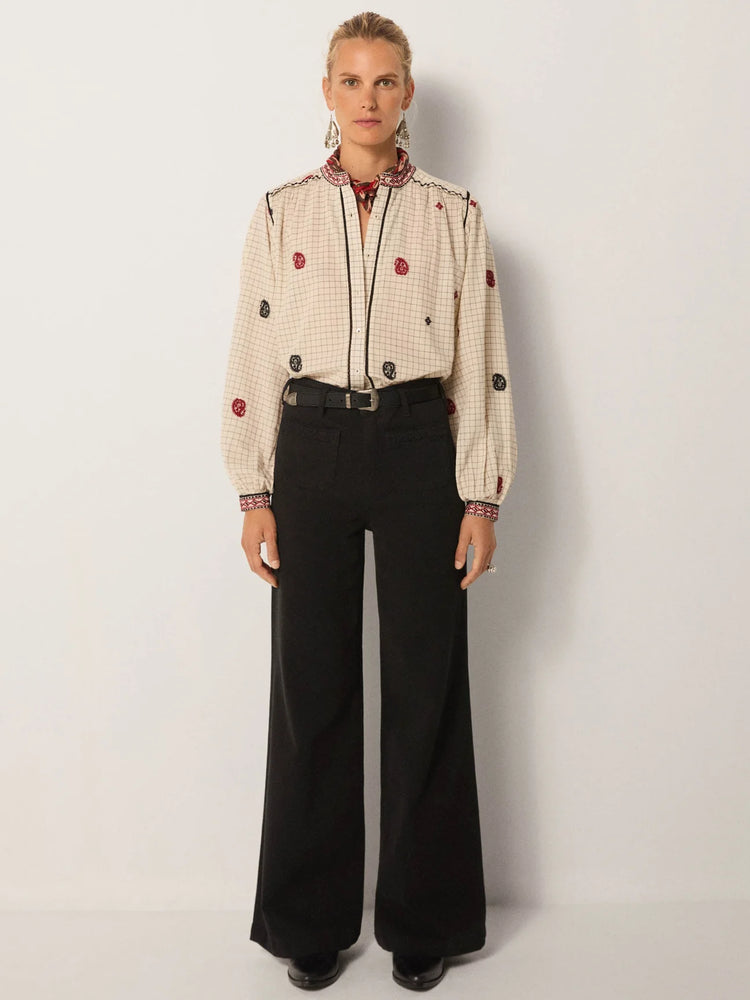 MAISON HOTEL-Colette Blouse - Ivory Checks
