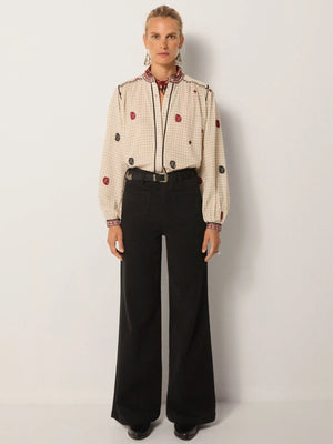 MAISON HOTEL-Colette Blouse - Ivory Checks