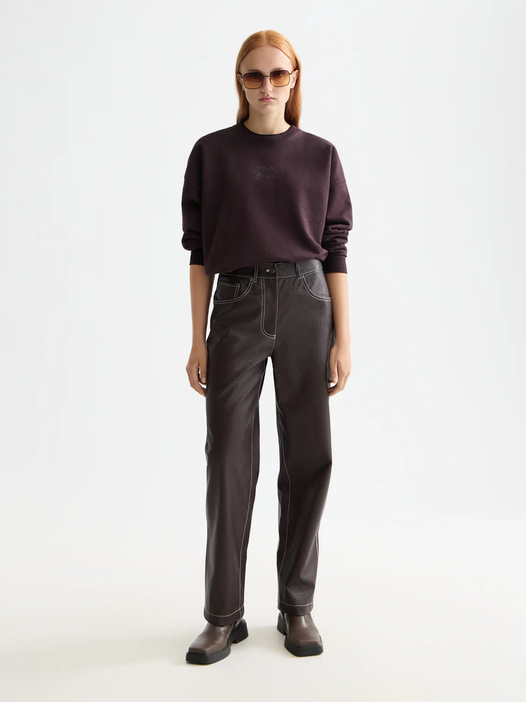 SCOTCH&SODA-AURORA VEGAN LEATHER HIGH RISE STRAIGHT LEG PANT