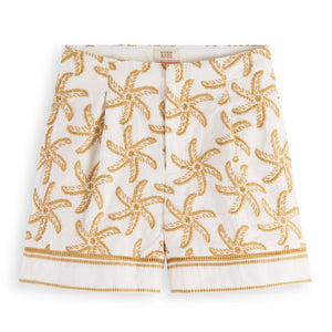 SCOTCH & SODA -Embroidered High Rise Linen Short