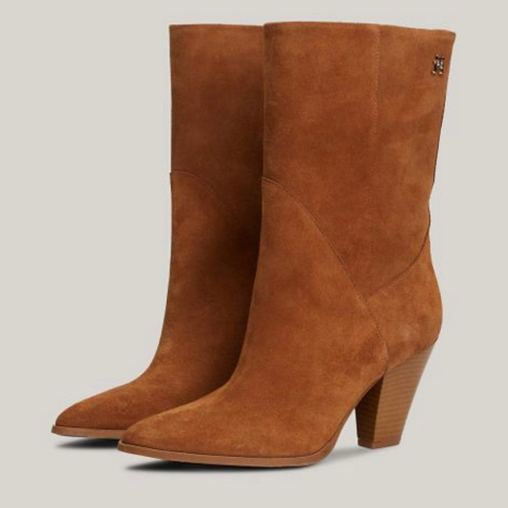 TOMMY HILFIGER- Brown Suede Cuban Heel Cowboy Boots