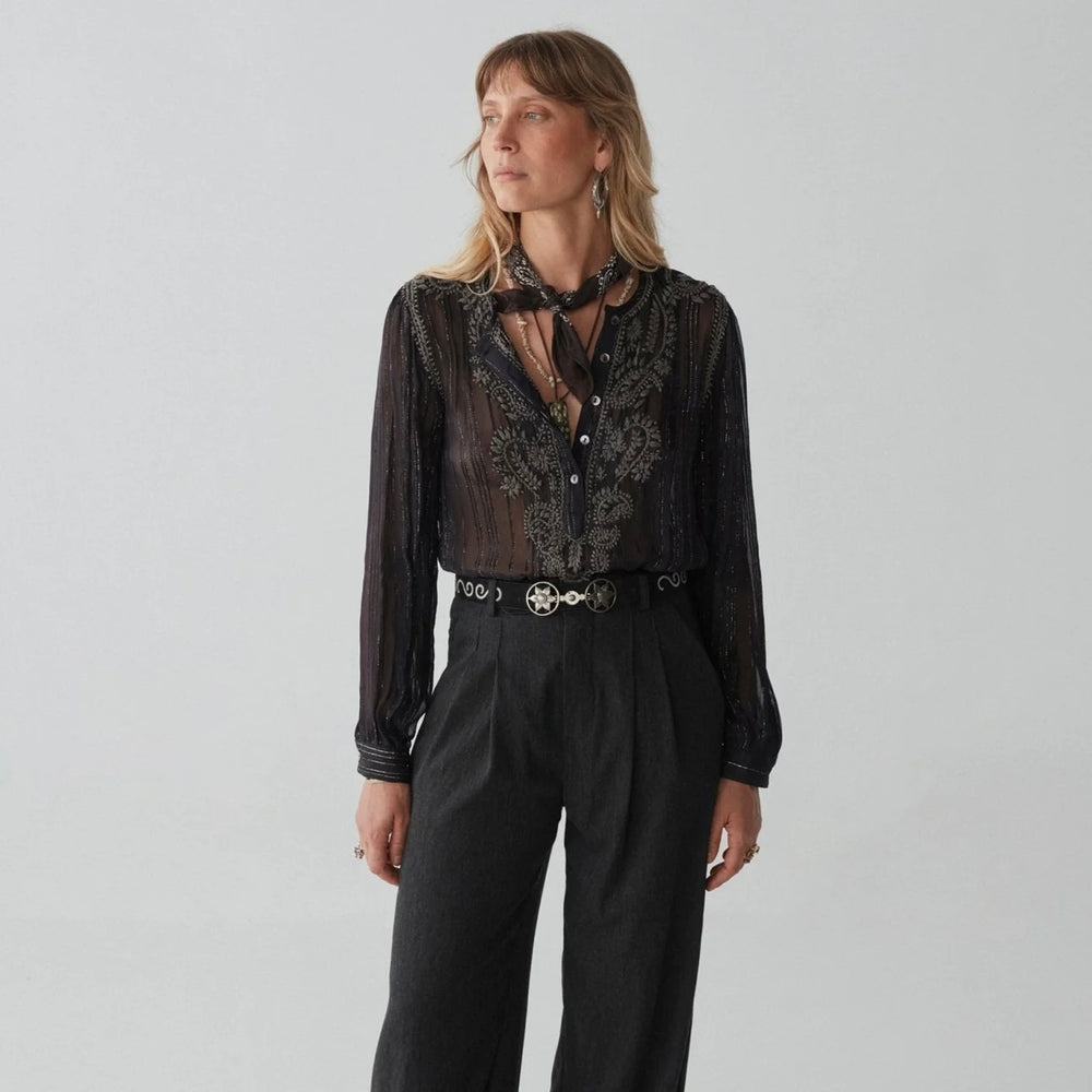 MAISON HOTEL-Kate Blouse - Dark Lurex