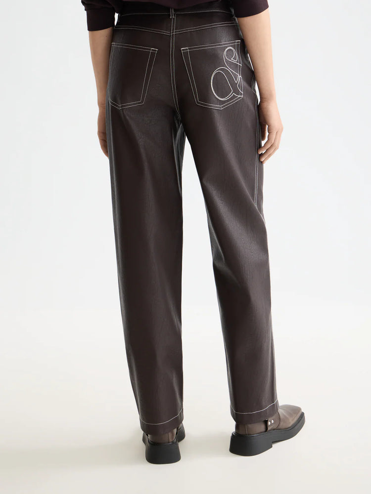 SCOTCH&SODA-AURORA VEGAN LEATHER HIGH RISE STRAIGHT LEG PANT