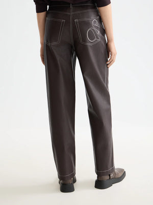 SCOTCH&SODA-AURORA VEGAN LEATHER HIGH RISE STRAIGHT LEG PANT