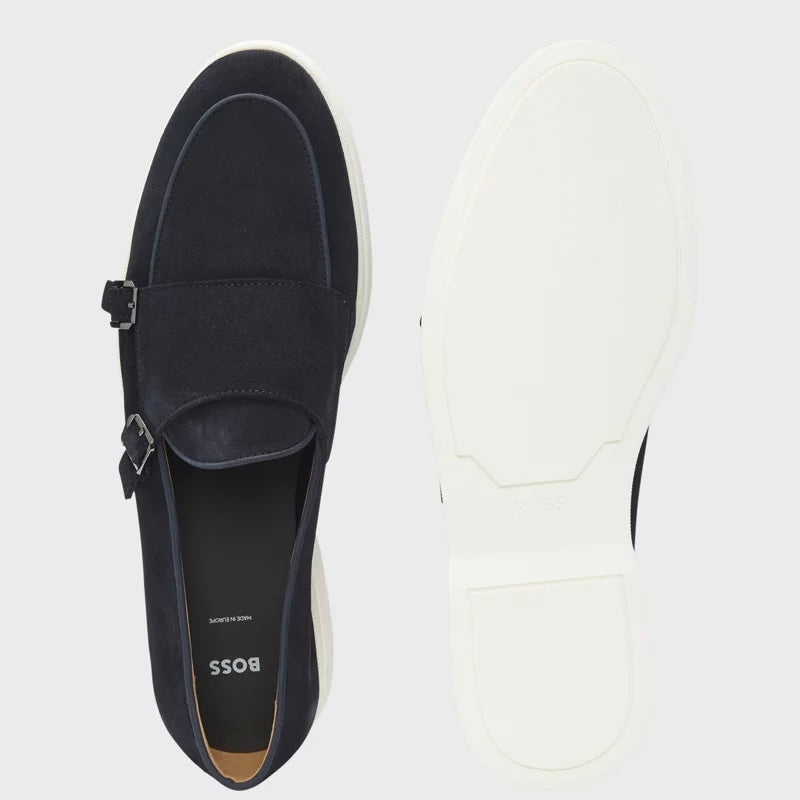 BOSS-SUEDE MONK SHOE WITH CONTRAST OUTSOLE