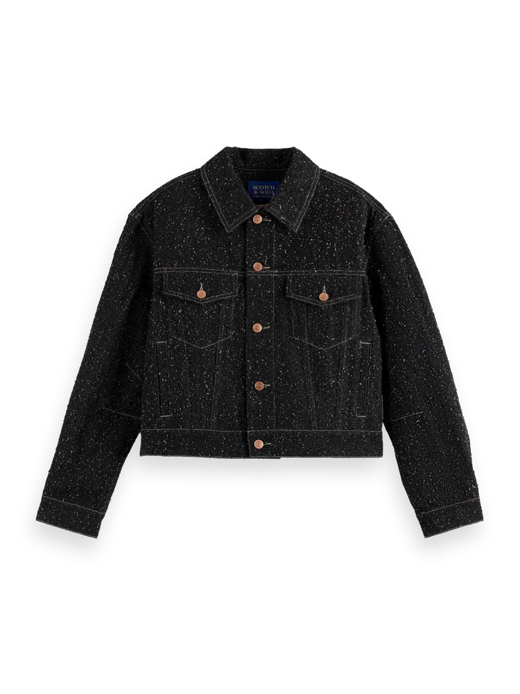 SCOTCH&SODA-BLACK DENIM TEXTURED OVERSIZED JACKET