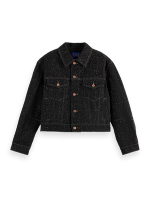 SCOTCH&SODA-BLACK DENIM TEXTURED OVERSIZED JACKET