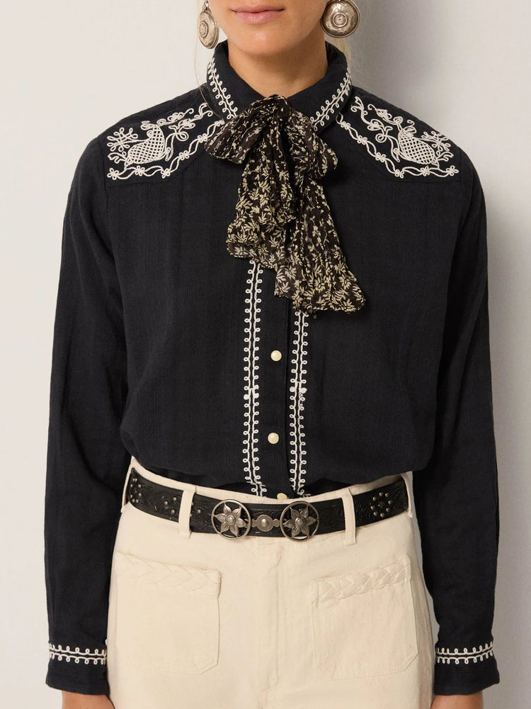 MAISON HOTEL-Charro Blouse - Tabasco Noir