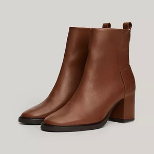 TOMMY HILFIGER-Monogram Leather Ankle Boot