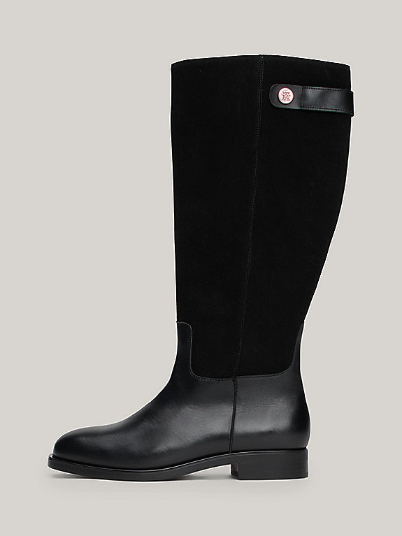 TOMMY HILFIGER-Leather Mixed Texture Knee-High Boots