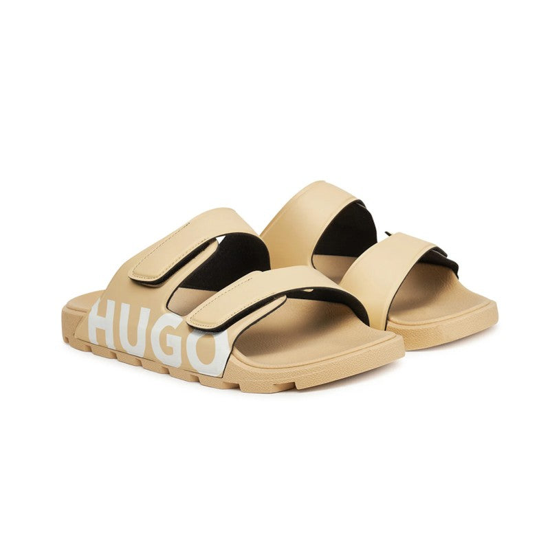 HUGO-LOGO SANDALS WITH DOUBLE TOUCH-CLOSURE STRAPS