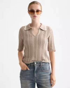 SCOTCH&SODA-POINTELLE COLLARED KNITTED POLO