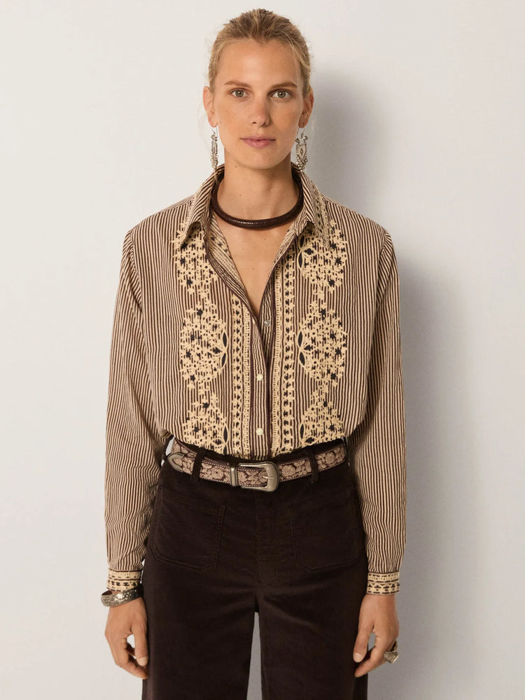 MAISON HOTEL-Bebo Blouse - Cohiba Tobbaco