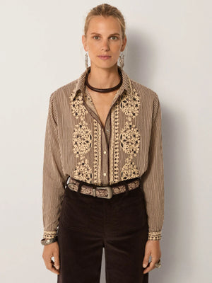 MAISON HOTEL-Bebo Blouse - Cohiba Tobbaco