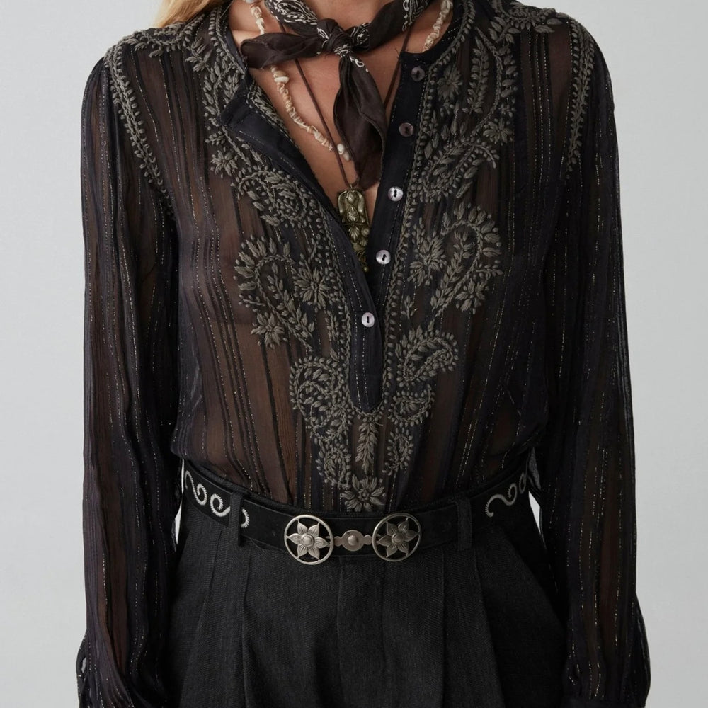 MAISON HOTEL-Kate Blouse - Dark Lurex